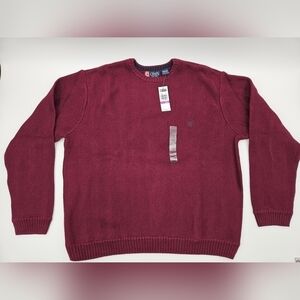 NWT Chaps Old Stock BURGUNDY RED Pullover 100% Cotton Sweater Mens Sz XXL